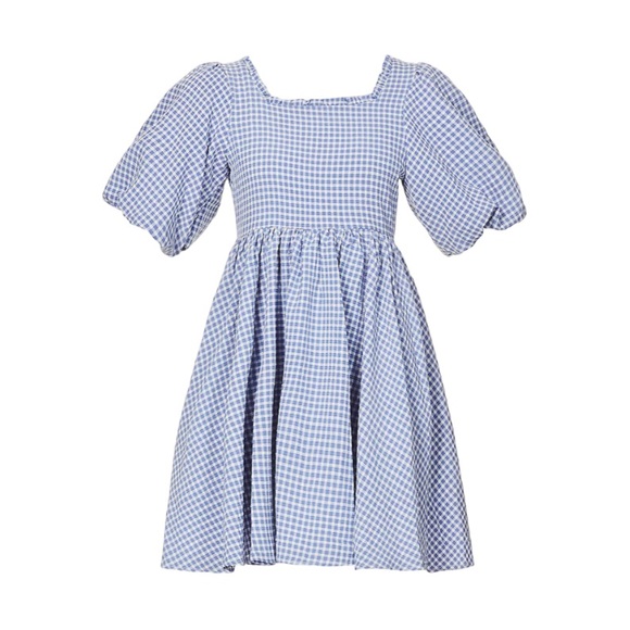 Sister Jane Pebble Gingham Mini Dress in Blue/White Sz 16 - Picture 12 of 15